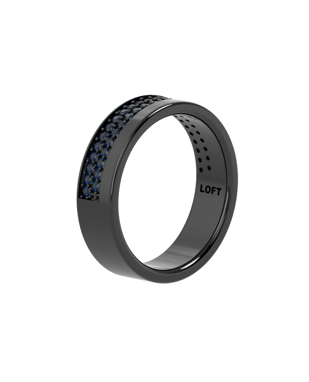 Echo Ring – London Blue Topaz in black rhodium-plated silver or black rhodium-plated 18k white gold