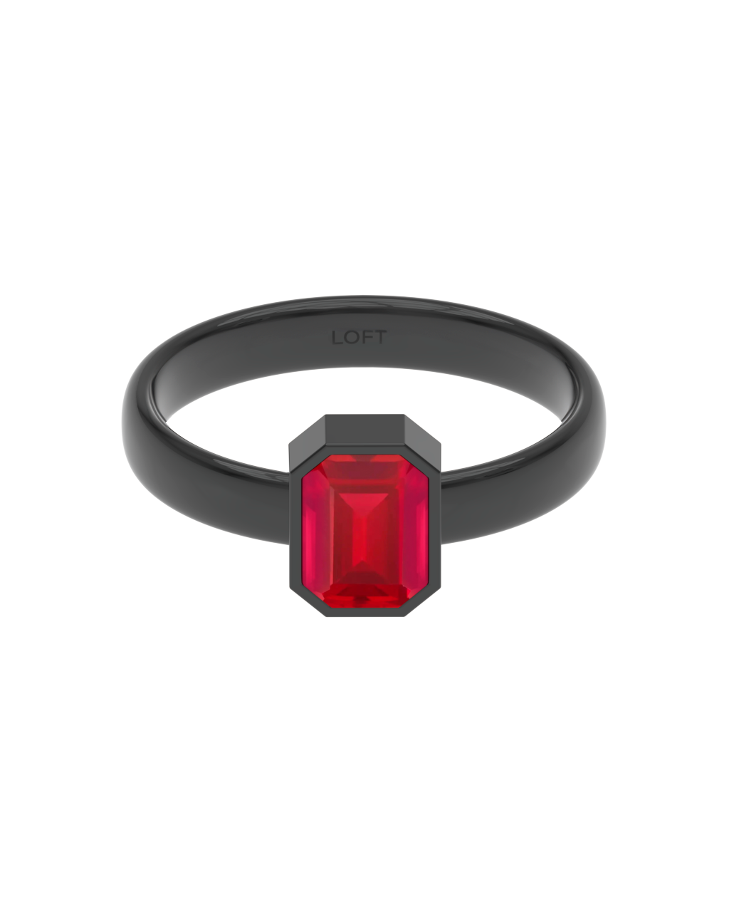 Milano Ring – Ruby in black rhodium-plated silver