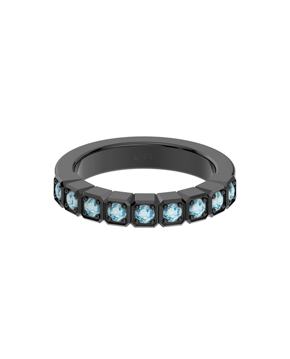 Vendôme Ring – Sky Blue Topaz in black rhodium-plated silver
