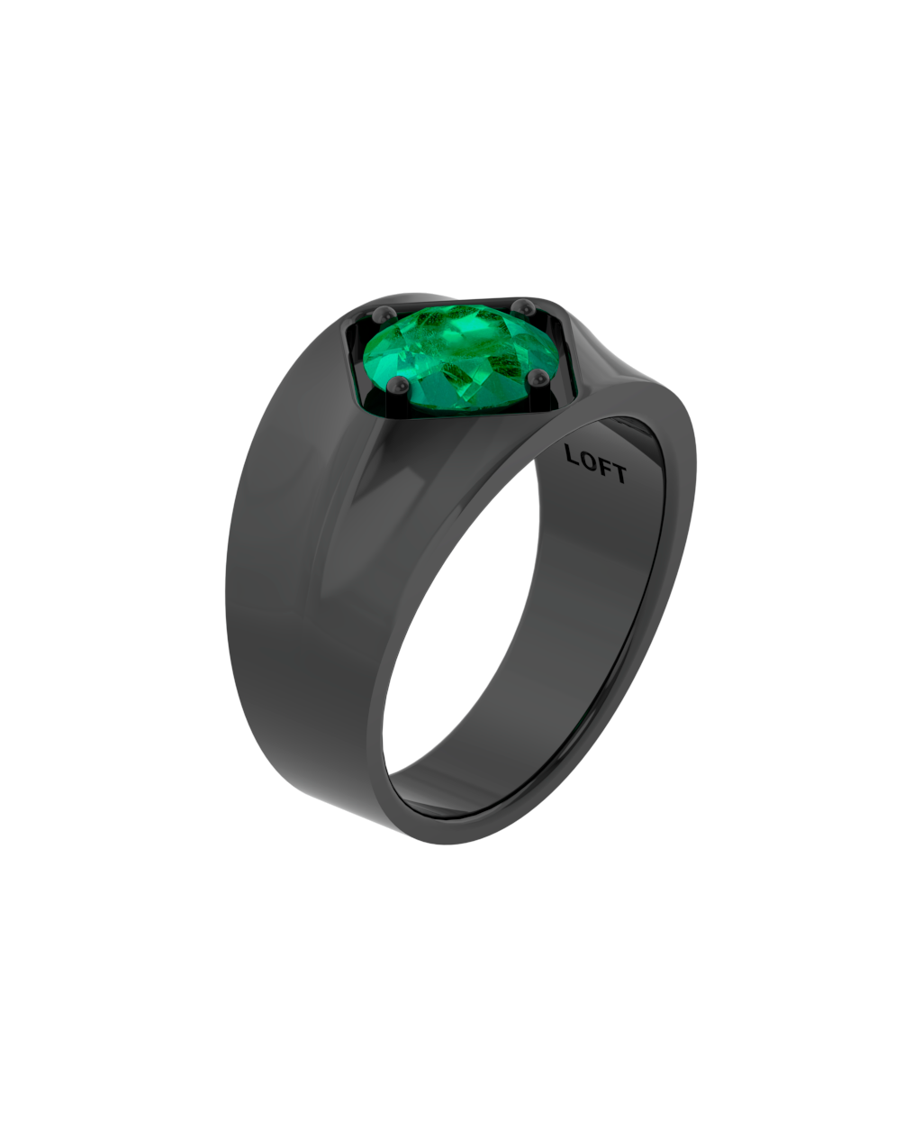 Dubai Ring – Emerald in black rhodium-plated silver