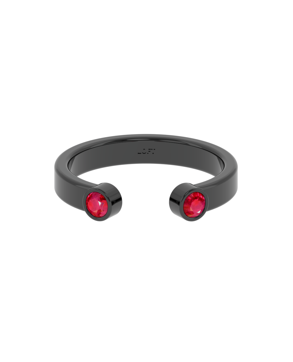 Duo Ring – Ruby in black rhodium-plated silver