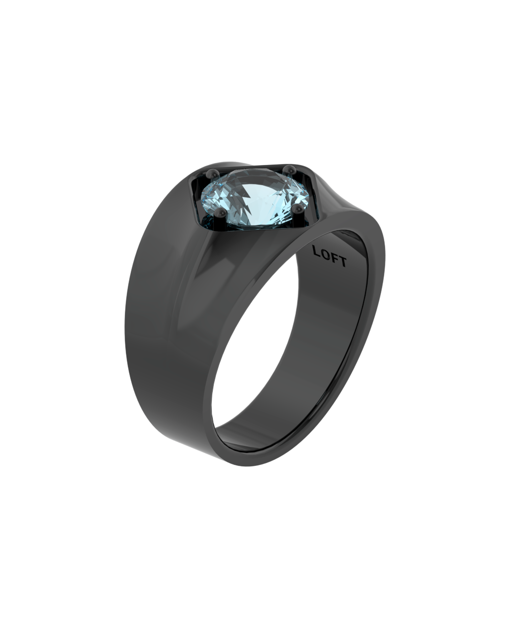 Maldives Ring – Sky Blue Topaz in black rhodium-plated silver or black rhodium-plated 18k white gold