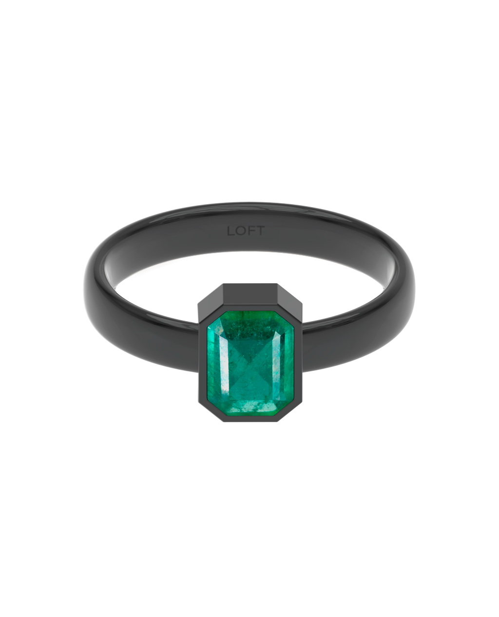 Milano Ring – Emerald in black rhodium-plated silver