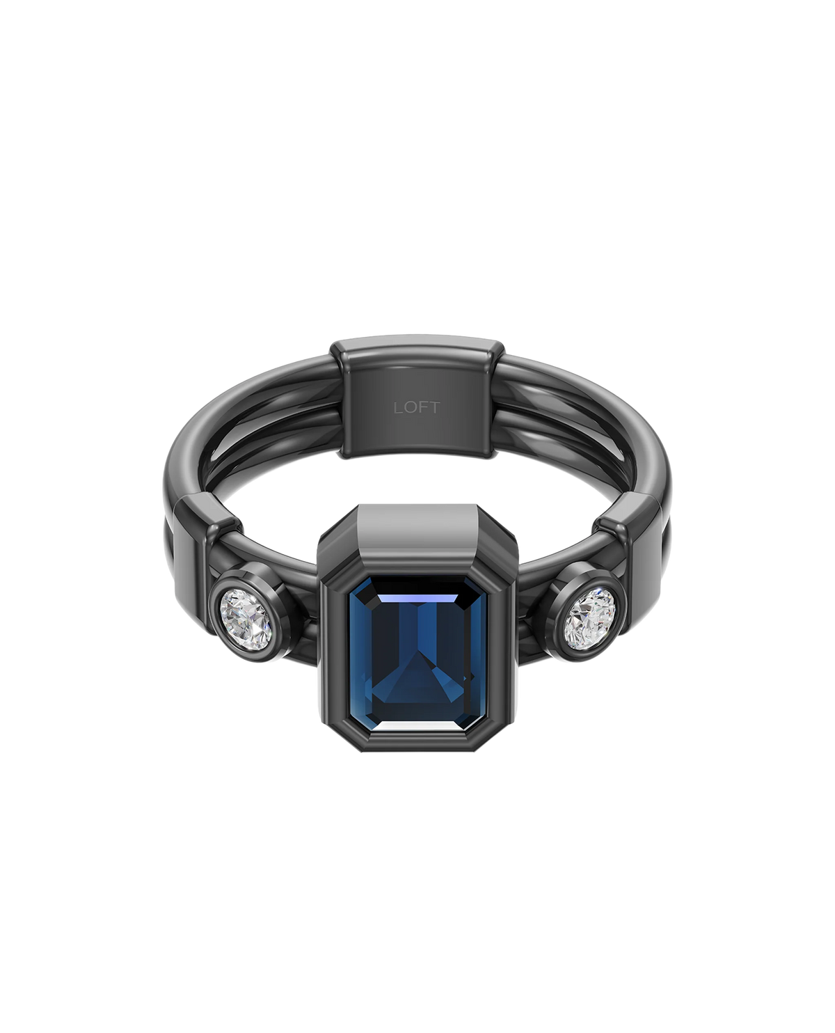 Tokyo 東京 Ring – London Blue Topaz + Diamonds in black rhodium-plated silver or black rhodium-plated 18k white gold