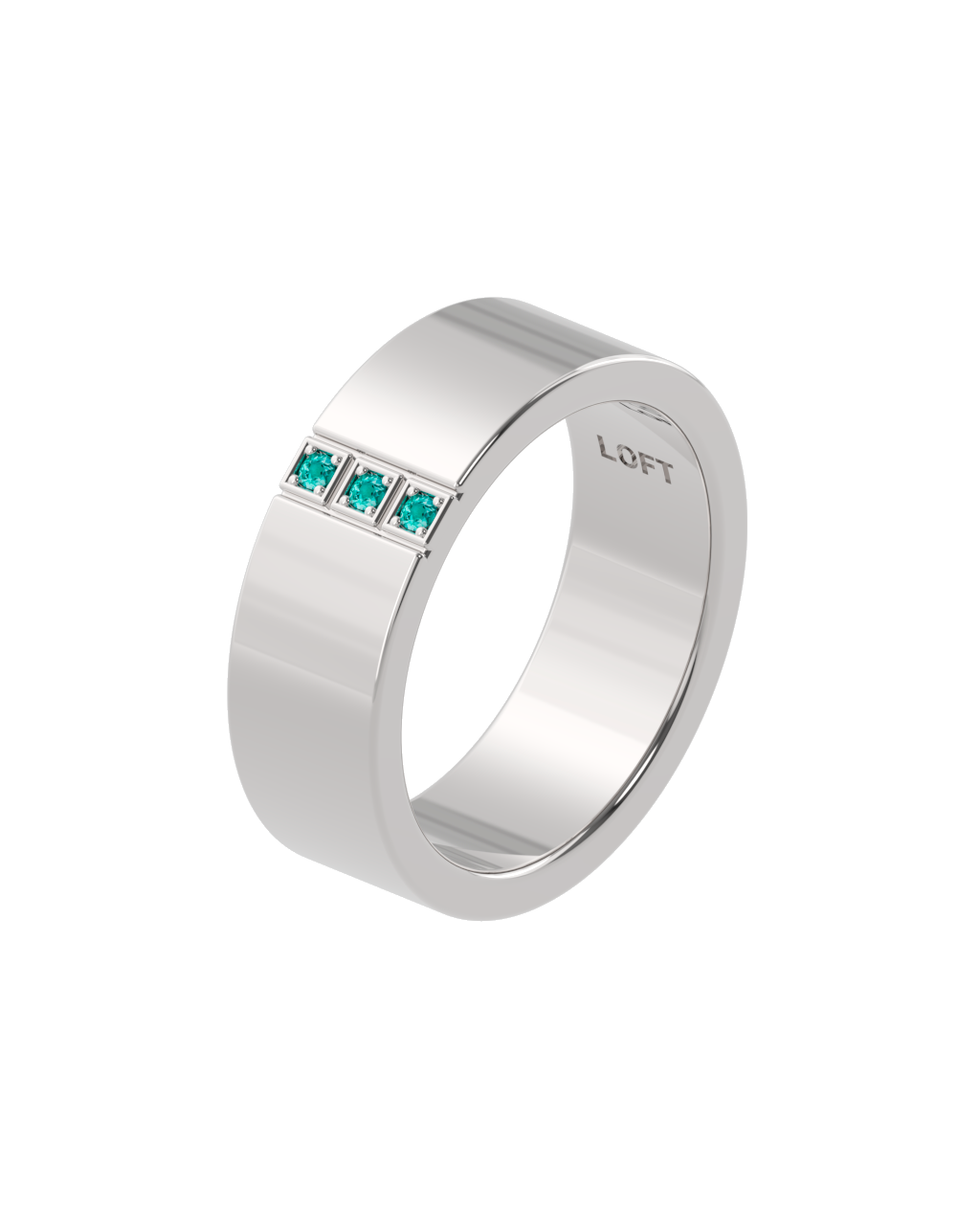 Trois Ring – Paraíba Tourmaline in a white finish (sterling silver or 18k white gold)