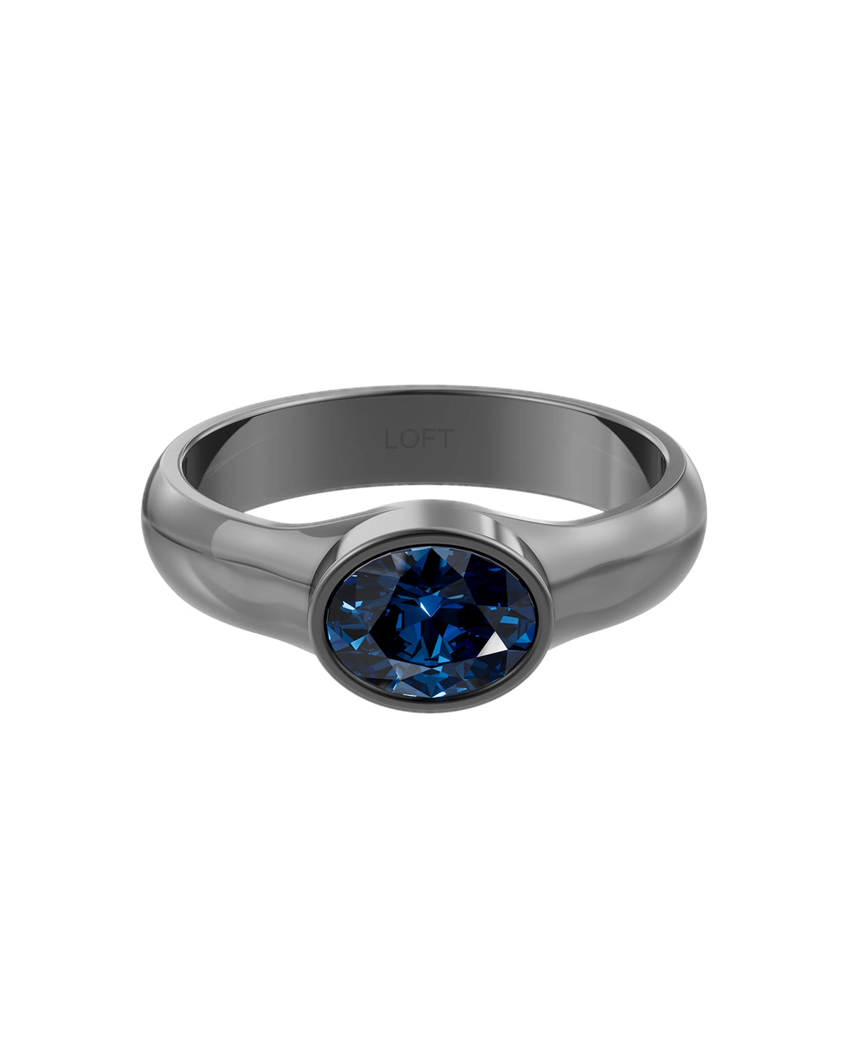 Deep Ring – London Blue Topaz in black rhodium-plated silver