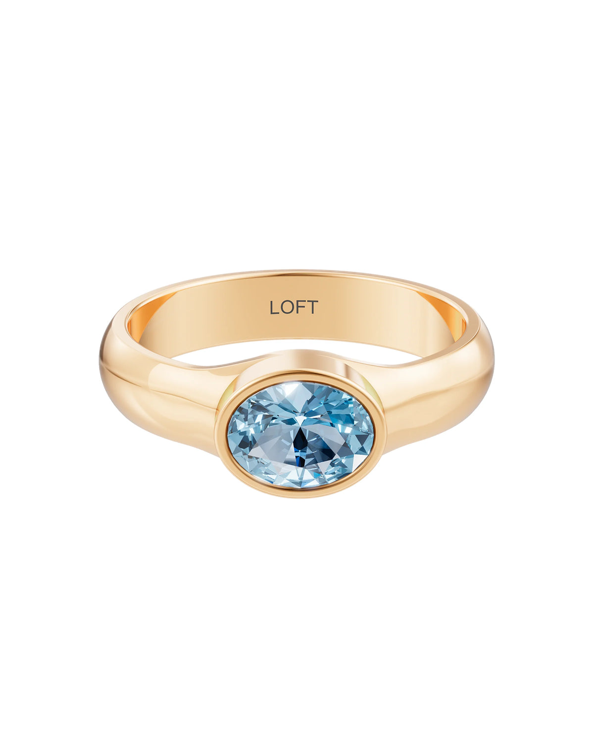 Deep Ring – Sky Blue Topaz in yellow gold-plated silver or 18k gold