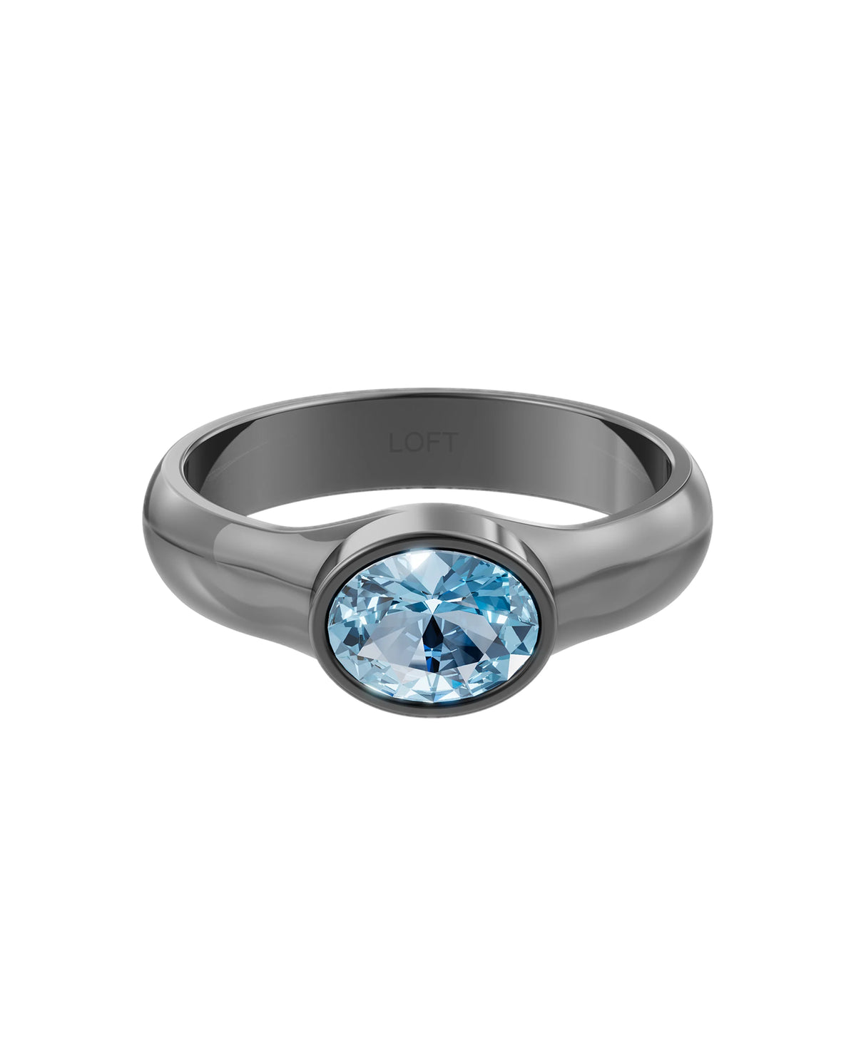 Deep Ring – Sky Blue Topaz in black rhodium-plated silver