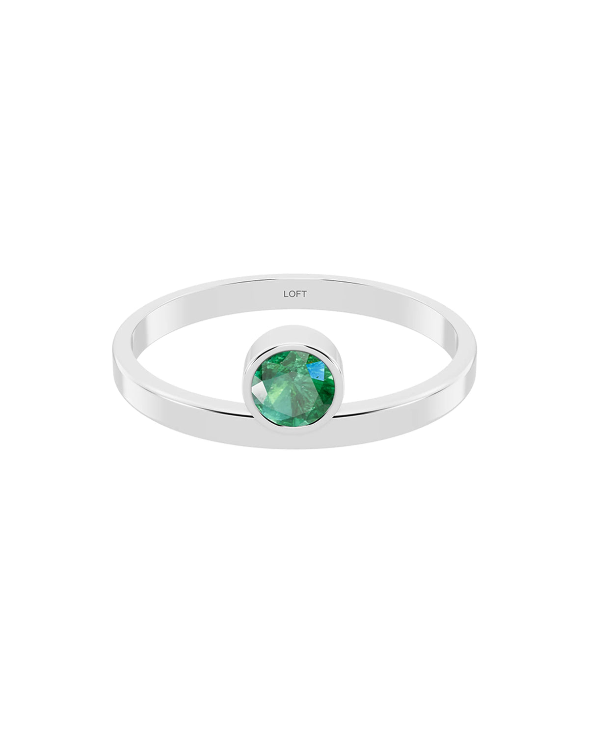 Dot Ring – Emerald in a white finish (sterling silver or 18k white gold)