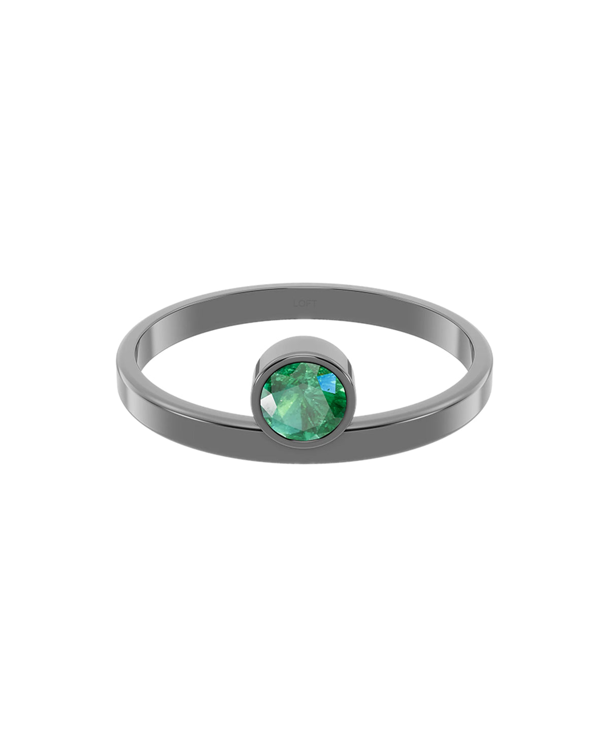 Dot Ring – Emerald in black rhodium-plated silver