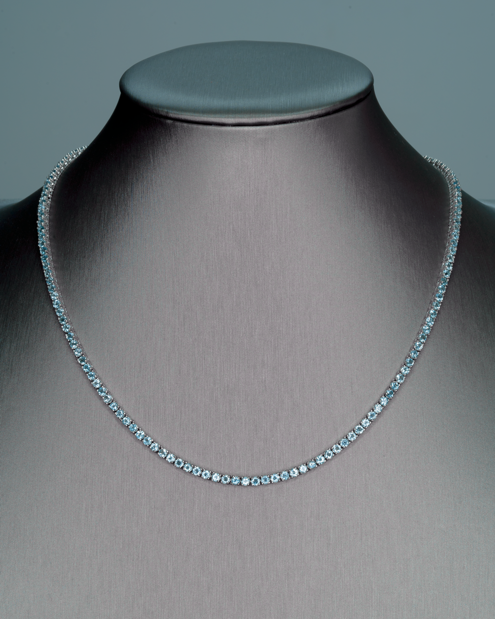 Sky Blue Topaz Tennis Necklace – worn by a model