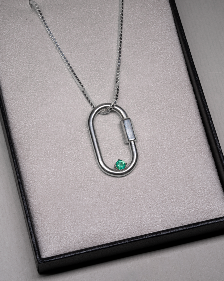 Carabiner Necklace – Emerald – view 3