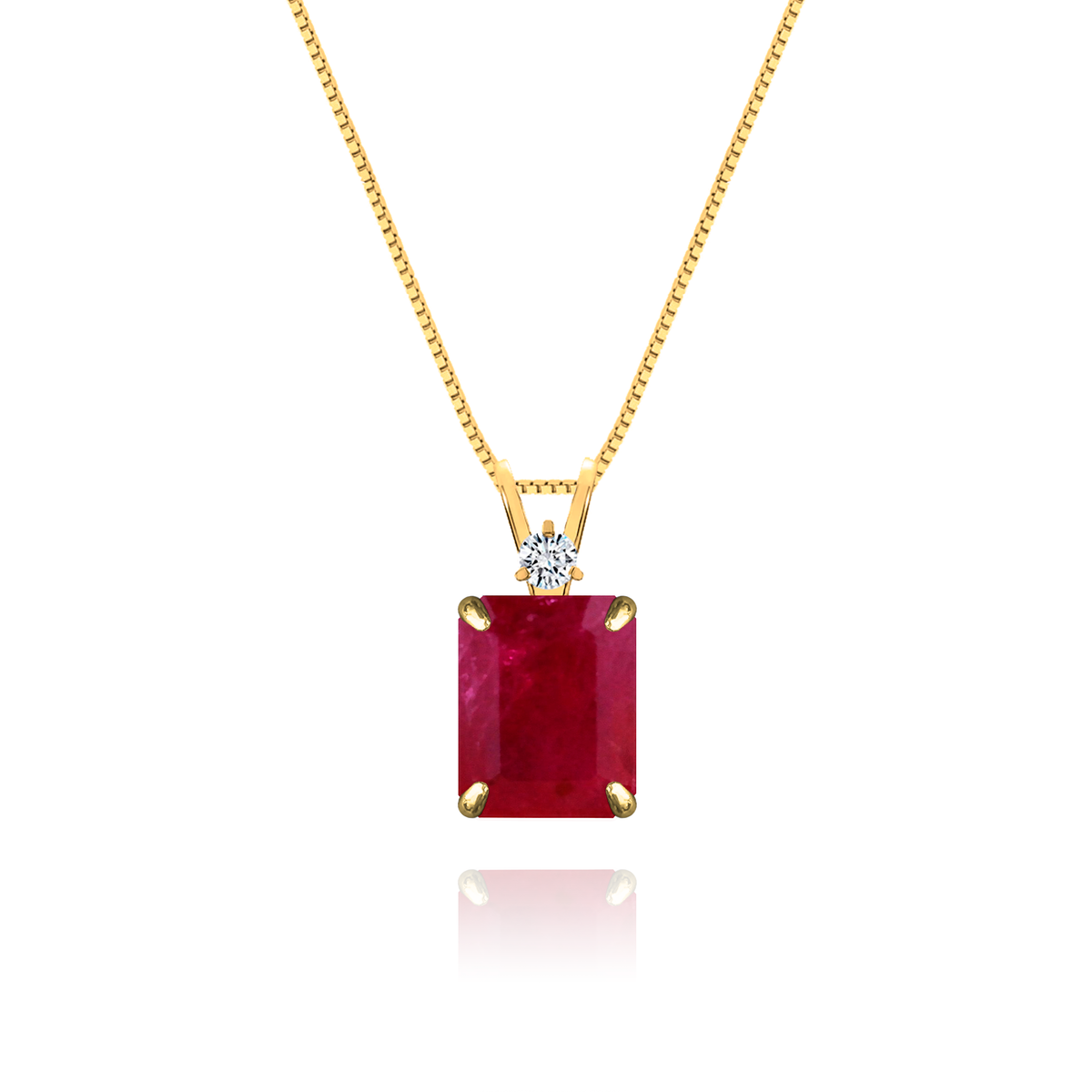 Ruby + Diamond Necklace in yellow gold-plated silver or 18k gold
