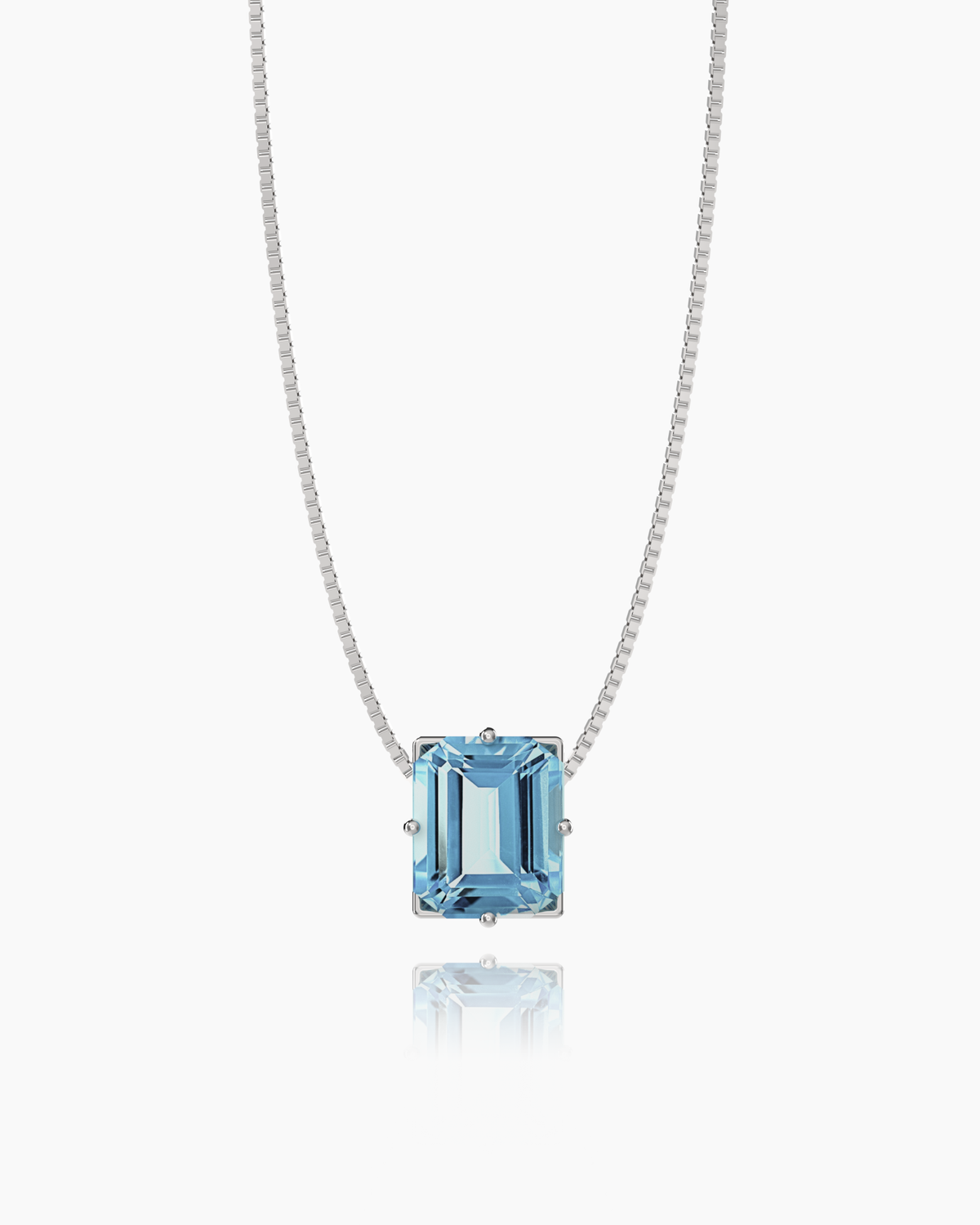 Sky Blue Topaz Necklace in a white finish (sterling silver or 18k white gold)