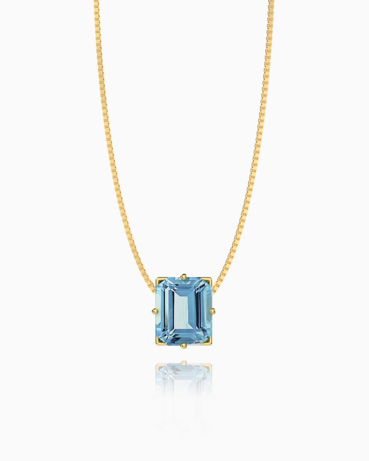 Sky Blue Topaz Necklace in yellow gold-plated silver or 18k gold