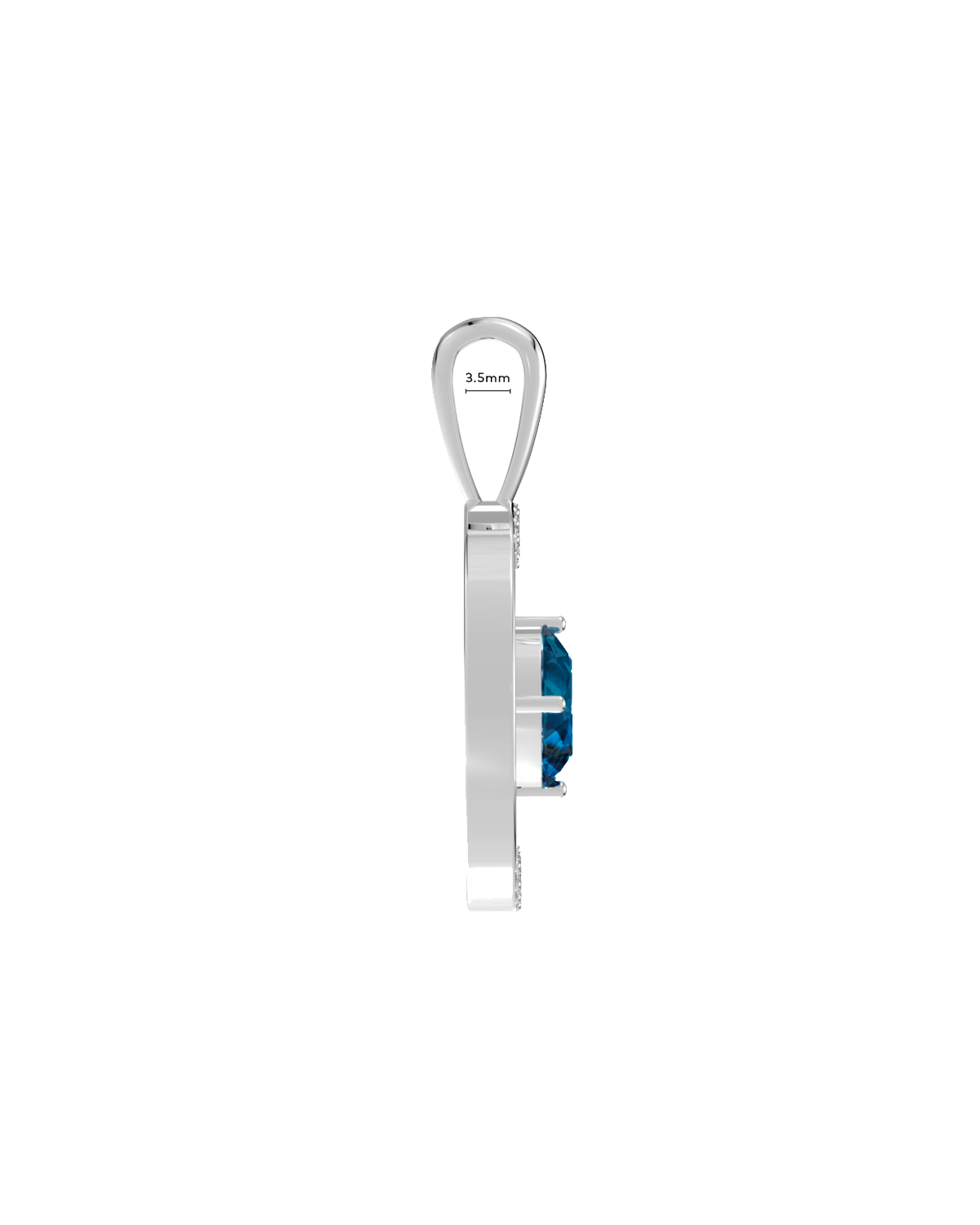 Arc Necklace – London Blue Topaz + Diamonds – side view
