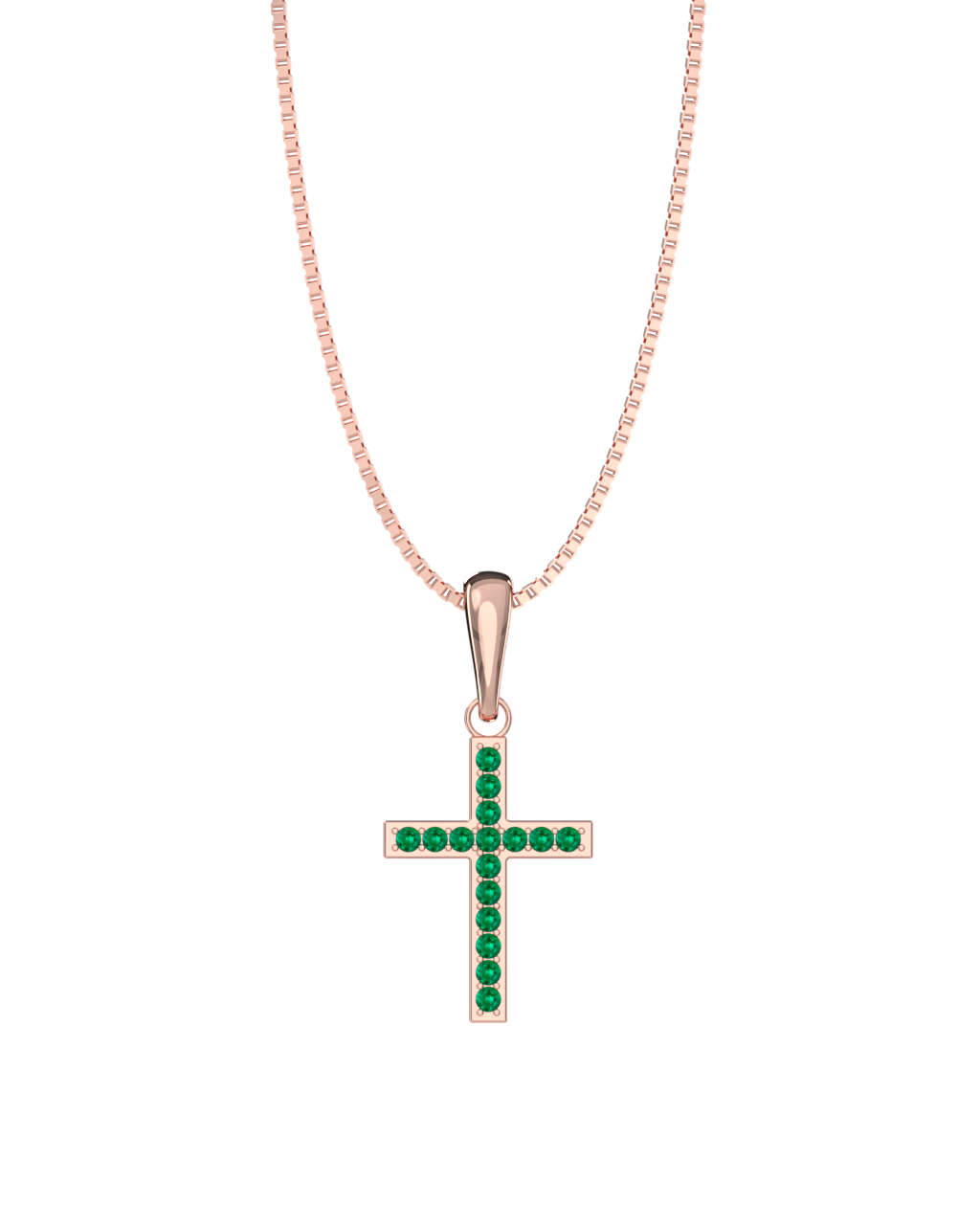 Emerald Cross Necklace in 925 sterling silver or 18k white gold