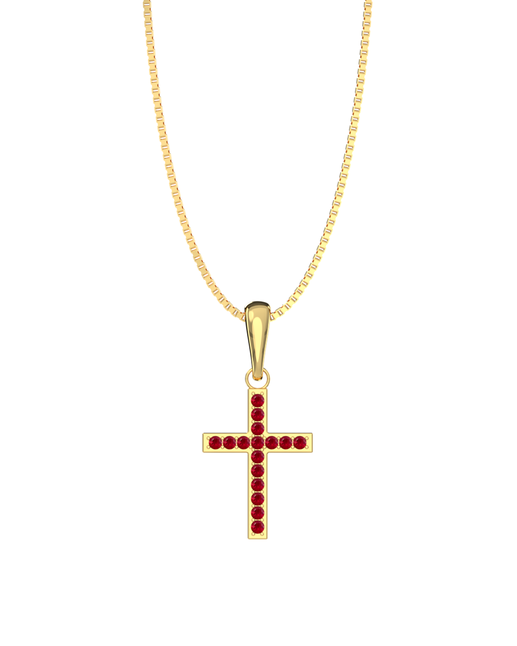 Ruby Cross Necklace in yellow gold-plated silver or 18k gold