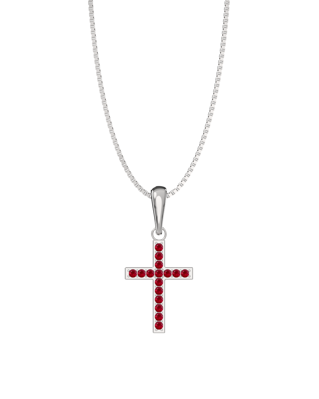 Ruby Cross Necklace in a white finish (sterling silver or 18k white gold)