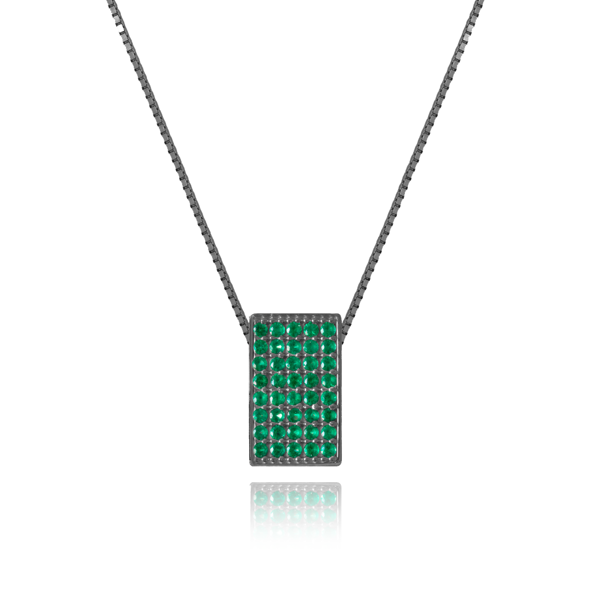 Echo Necklace – Emerald in black rhodium-plated silver