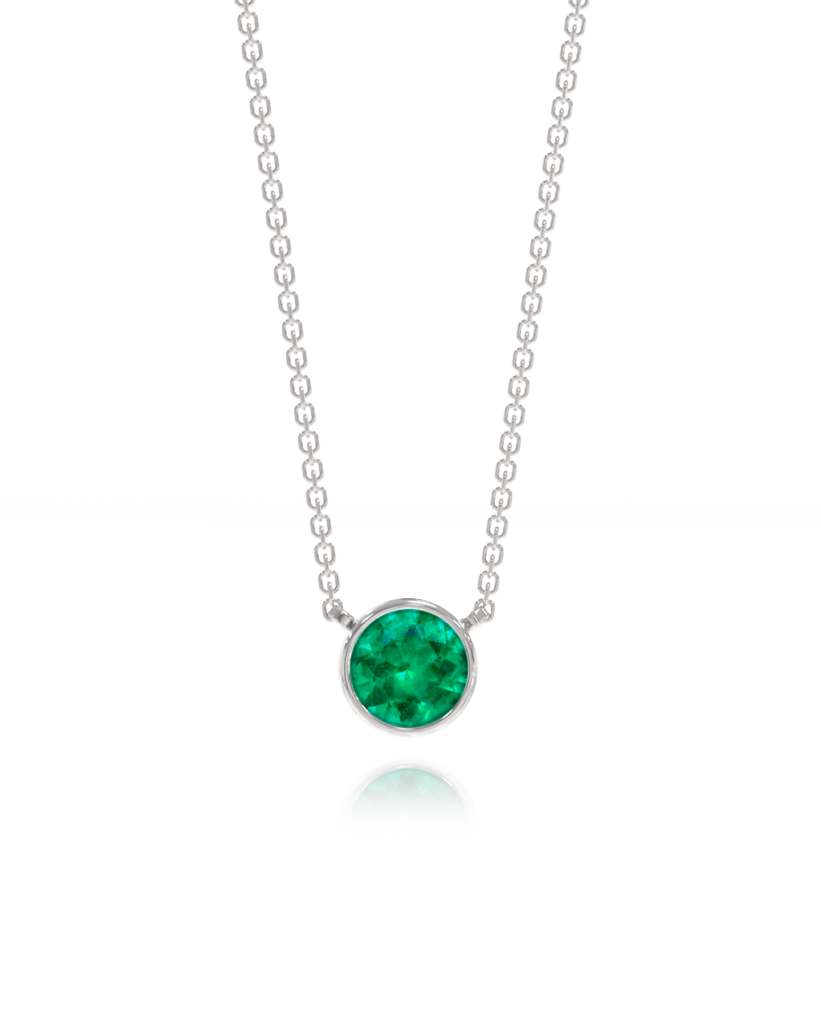 Frame Emerald Necklace 8mm in a white finish (sterling silver or 18k white gold)