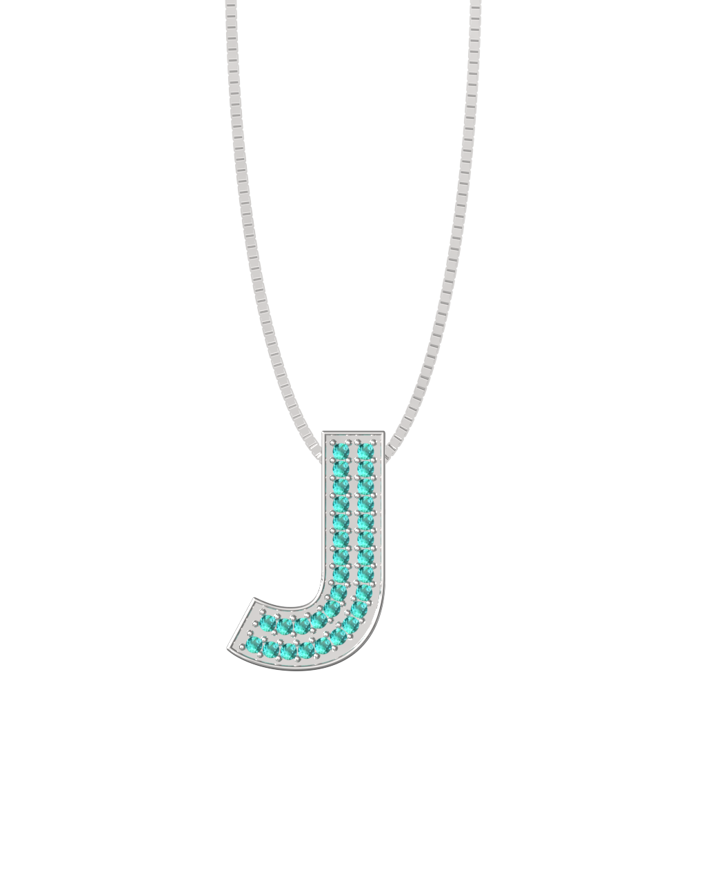 Initial Necklace – Paraíba Tourmaline in 925 sterling silver or 18k white gold