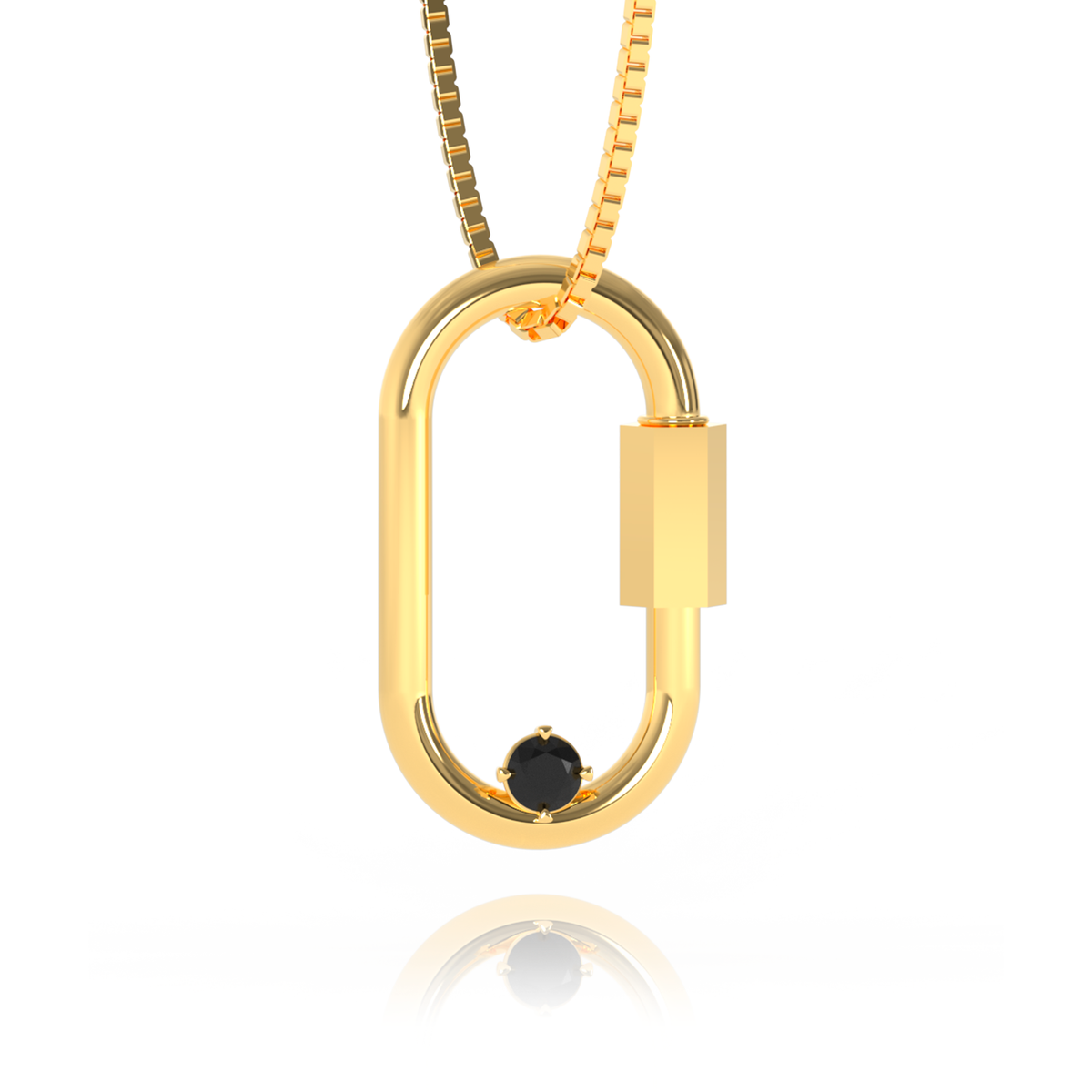 Carabiner Necklace – Black Diamond in yellow gold-plated silver or 18k gold