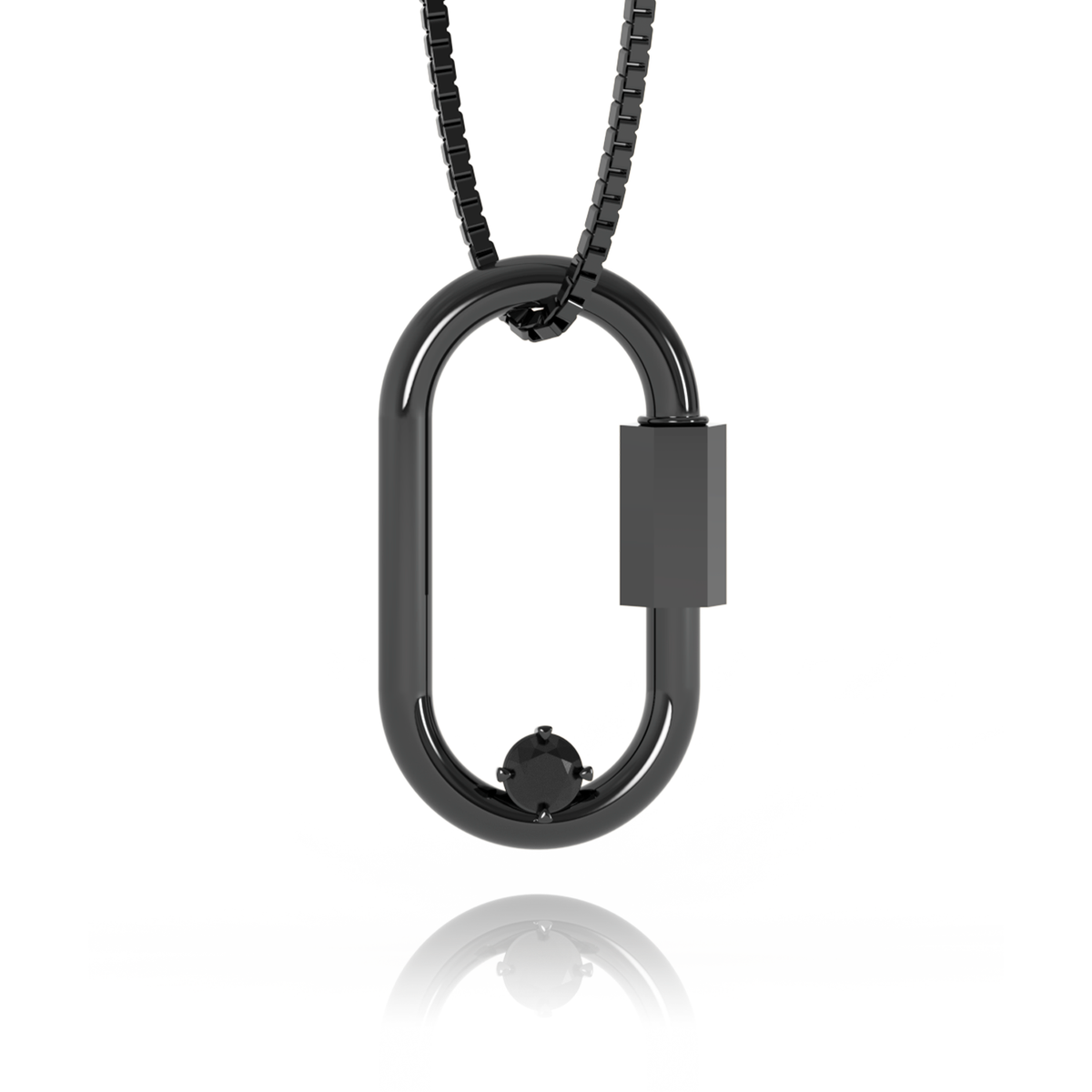 Carabiner Necklace – Black Diamond in black rhodium-plated silver