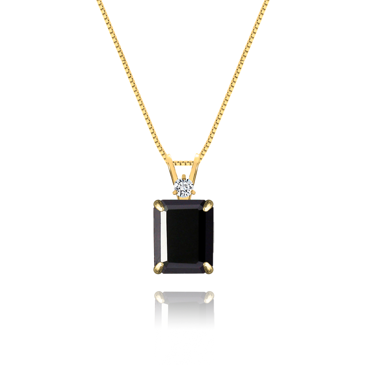 Onyx + Diamond Necklace in yellow gold-plated silver or 18k gold