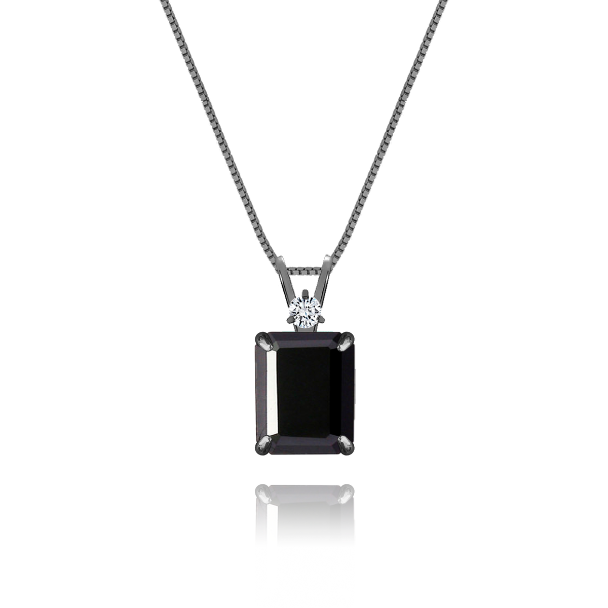 Onyx + Diamond Necklace in black rhodium-plated silver