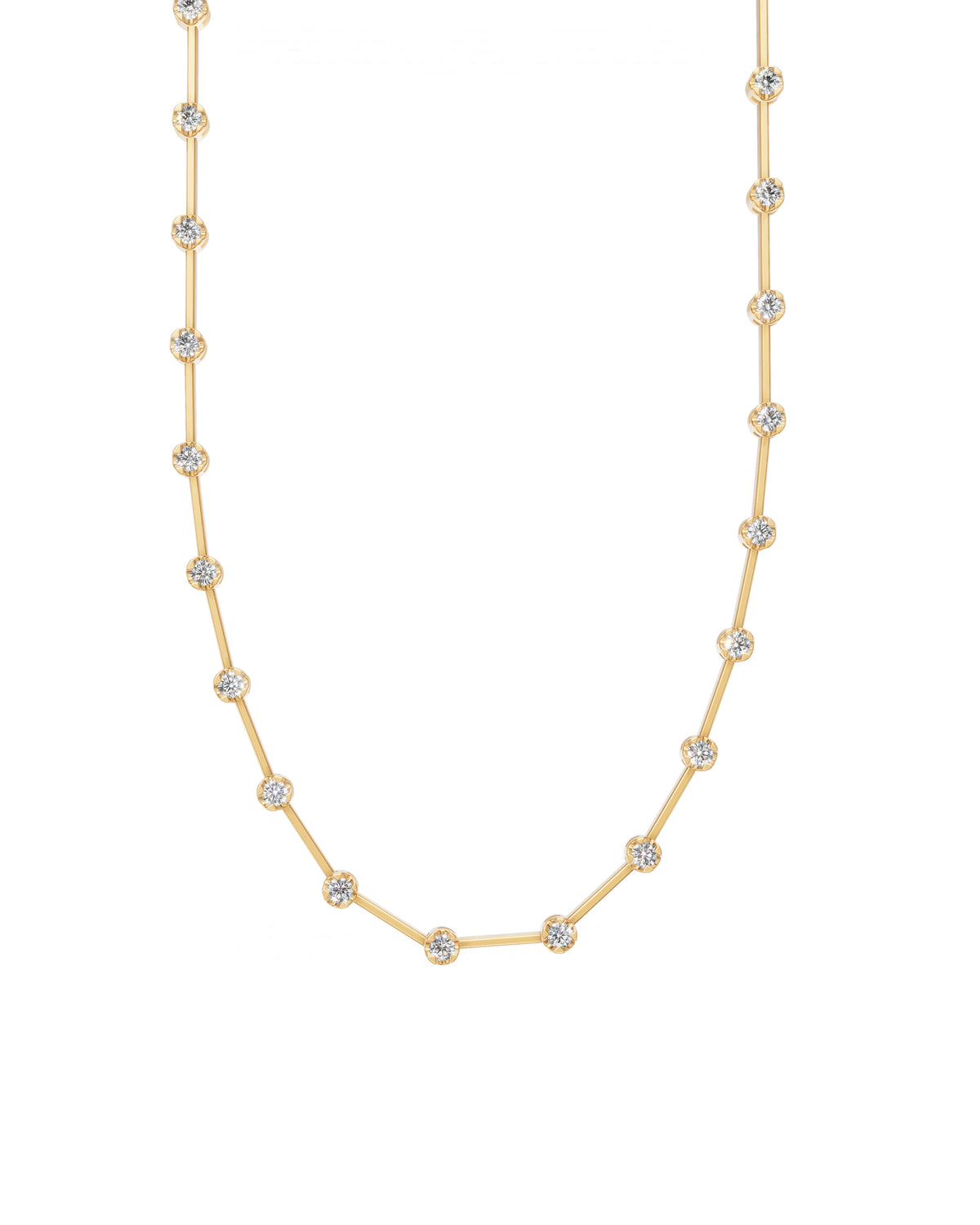 Diamond Knife-Edge Tennis Necklace 2mm 3pts in yellow gold-plated silver or 18k gold