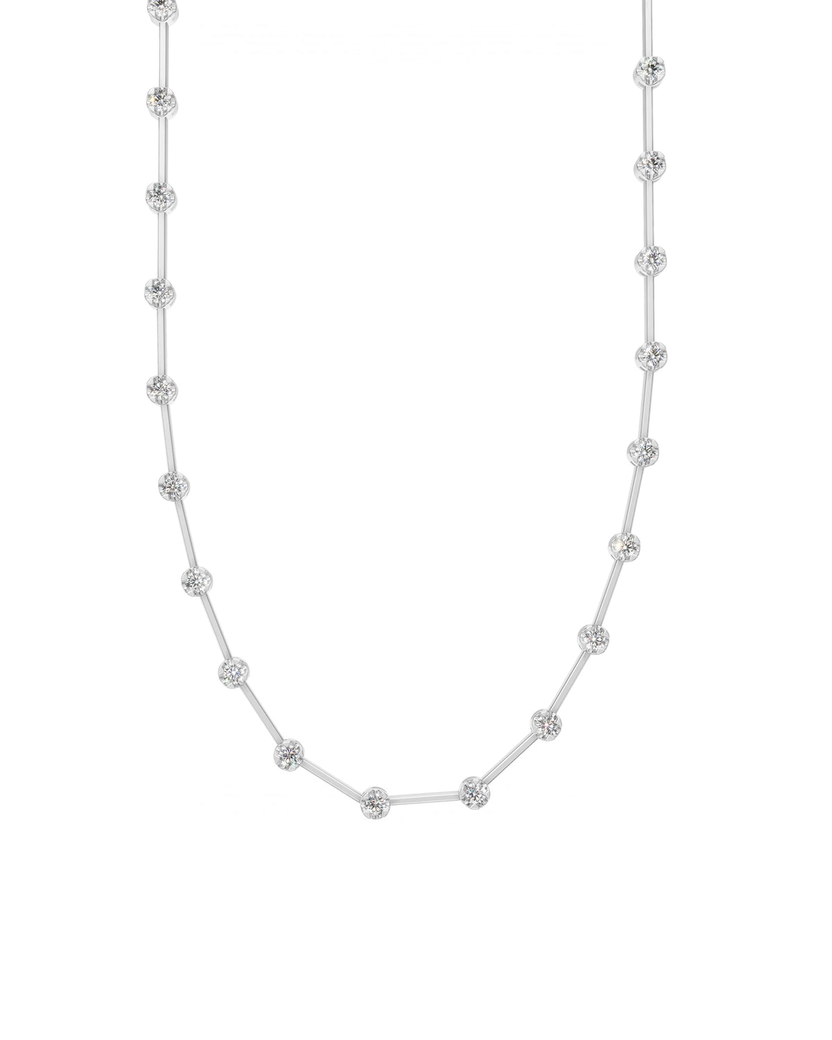 Diamond Knife-Edge Tennis Necklace 2mm 3pts in white rhodium-plated silver or 18k white gold