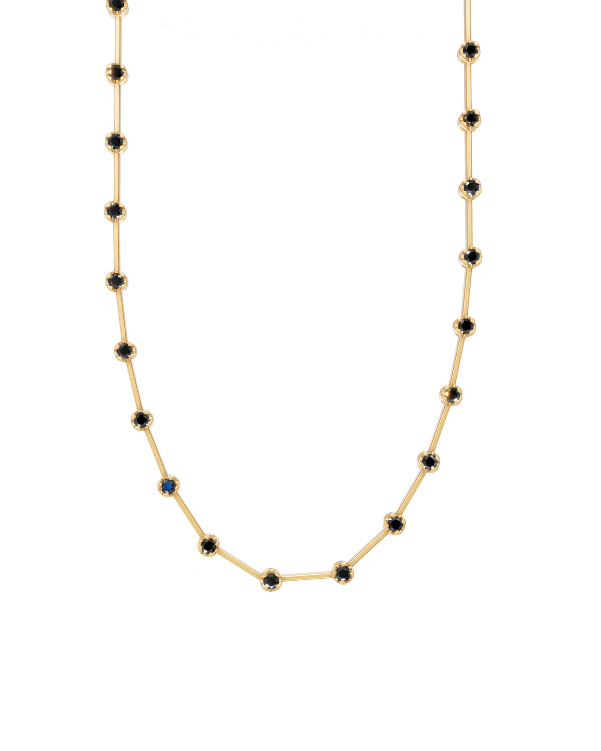 Black Diamond Knife-Edge Tennis Necklace 2mm 3pts in yellow gold-plated silver or 18k gold