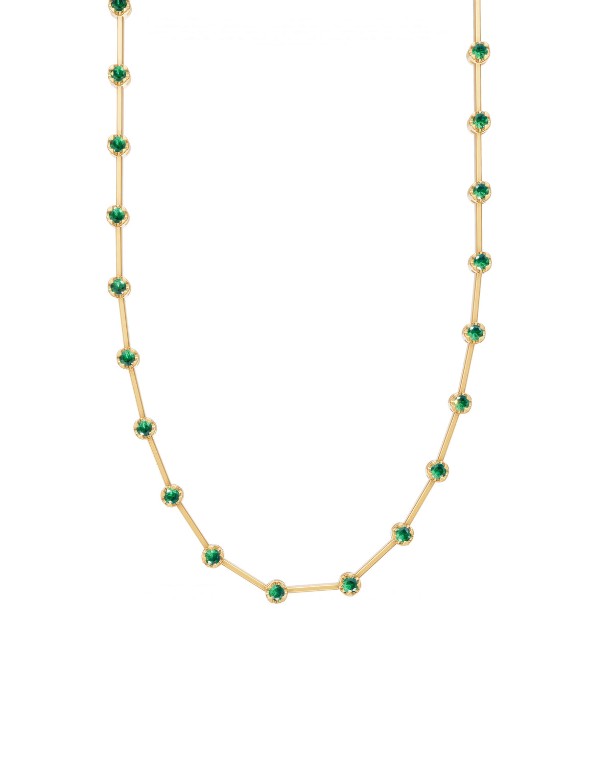 Emerald Knife-Edge Tennis Necklace 2mm 3pts in yellow gold-plated silver or 18k gold