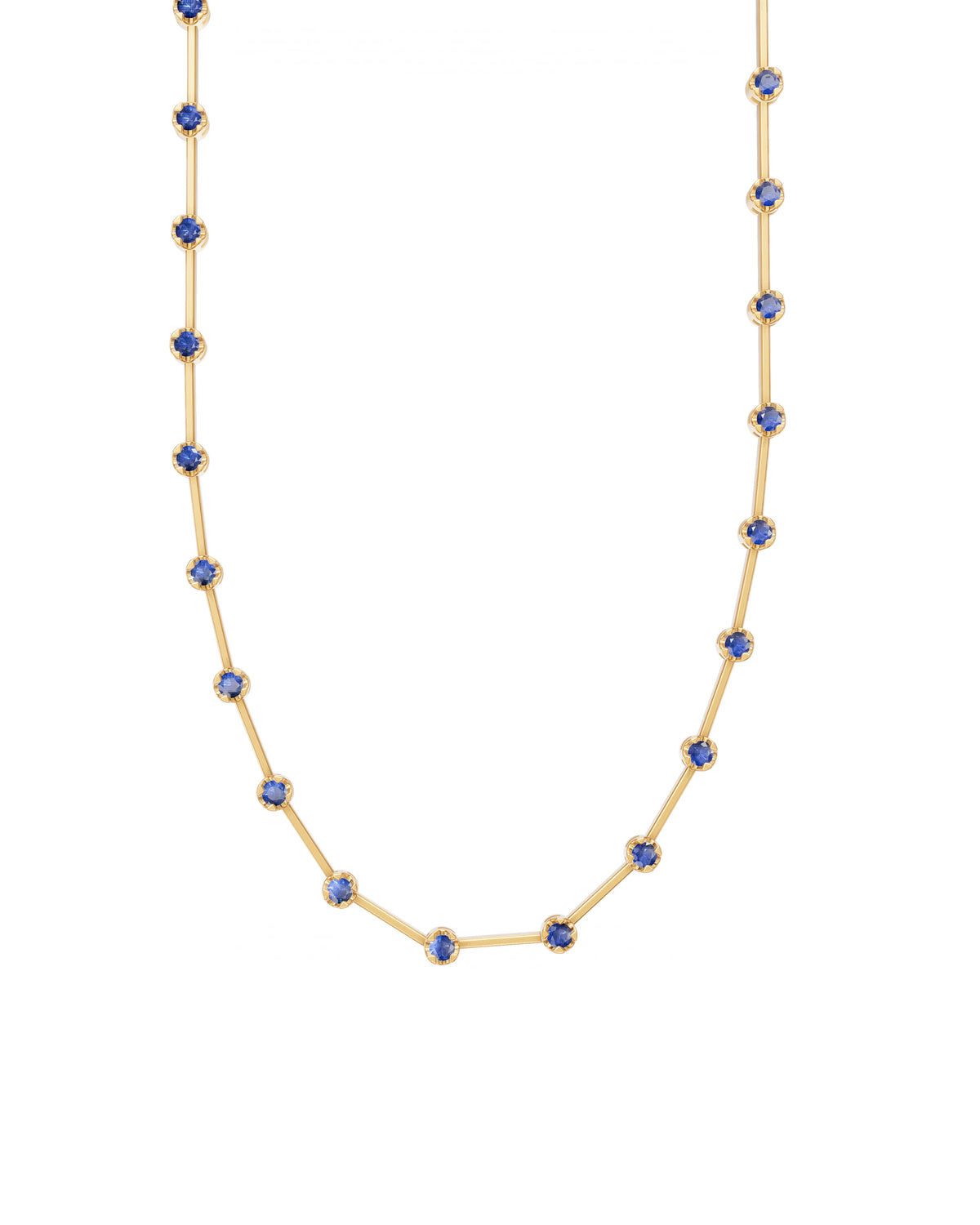 Sapphire Knife-Edge Tennis Necklace 2mm 3pts in yellow gold-plated silver or 18k gold