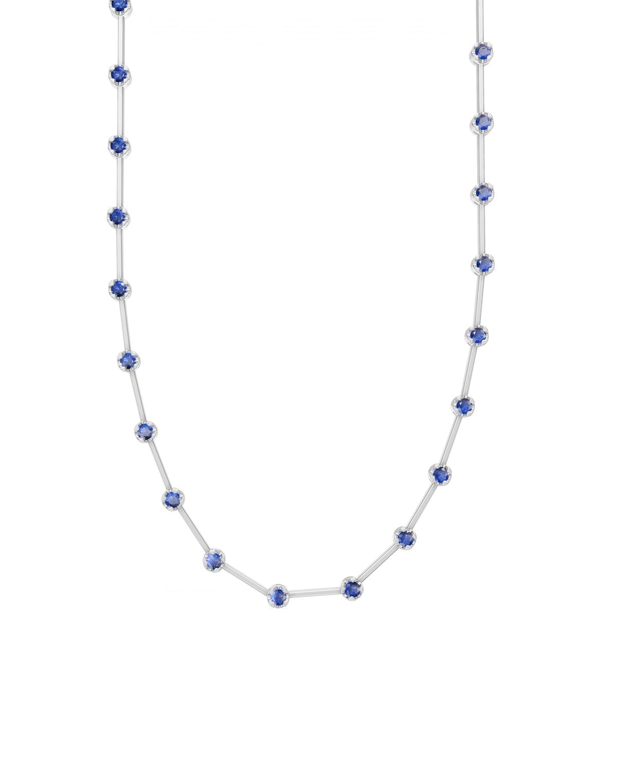 Sapphire Knife-Edge Tennis Necklace 2mm 3pts in white rhodium-plated silver or 18k white gold