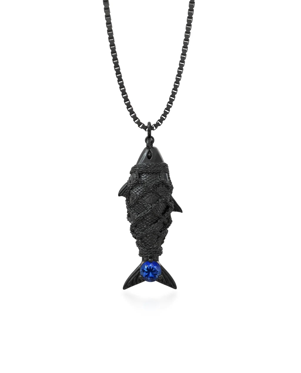 Sardine Necklace – Sapphire in black rhodium-plated silver or black rhodium-plated 18k white gold