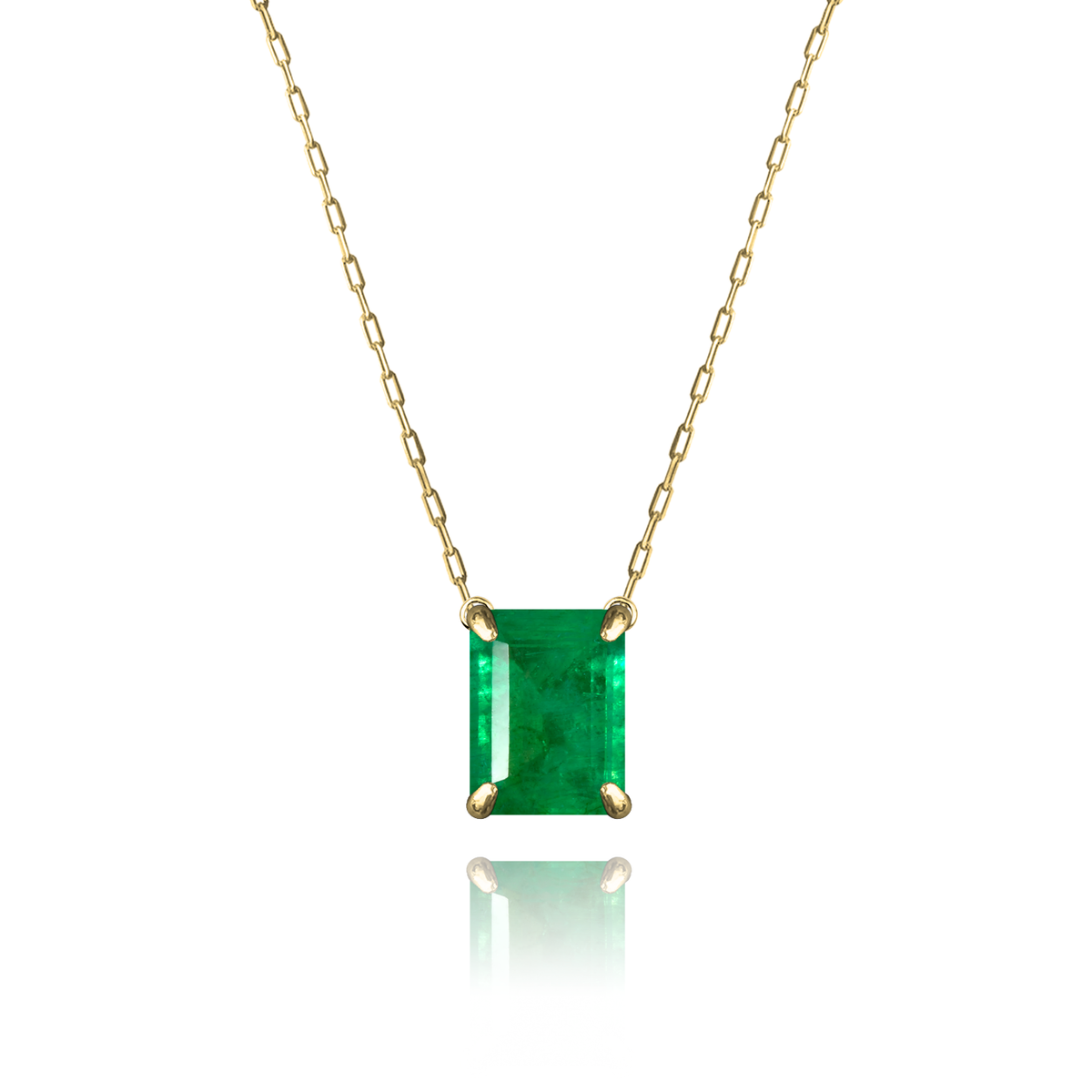 Emerald Necklace in yellow gold-plated silver or 18k gold