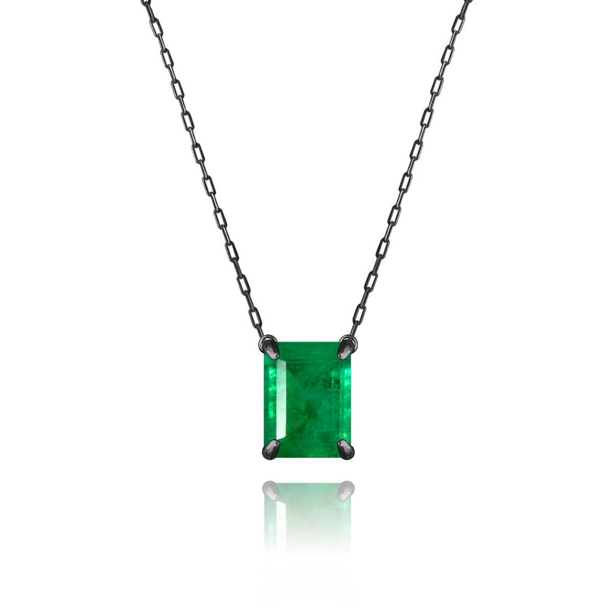 Emerald Necklace in black rhodium-plated silver