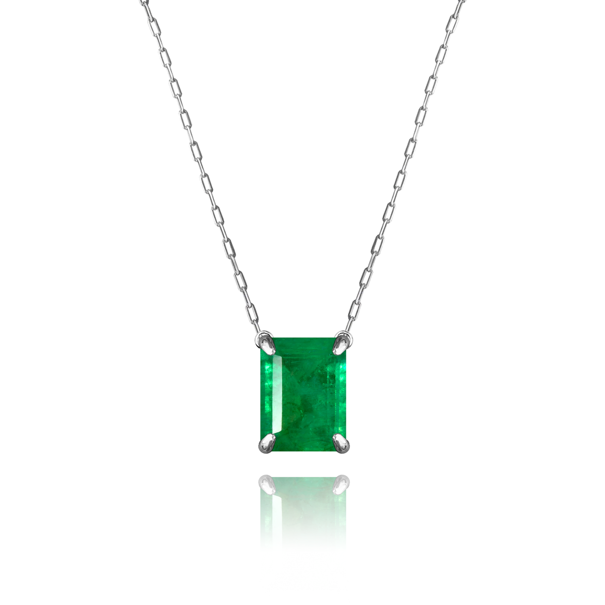 Emerald Necklace in a white finish (sterling silver or 18k white gold)