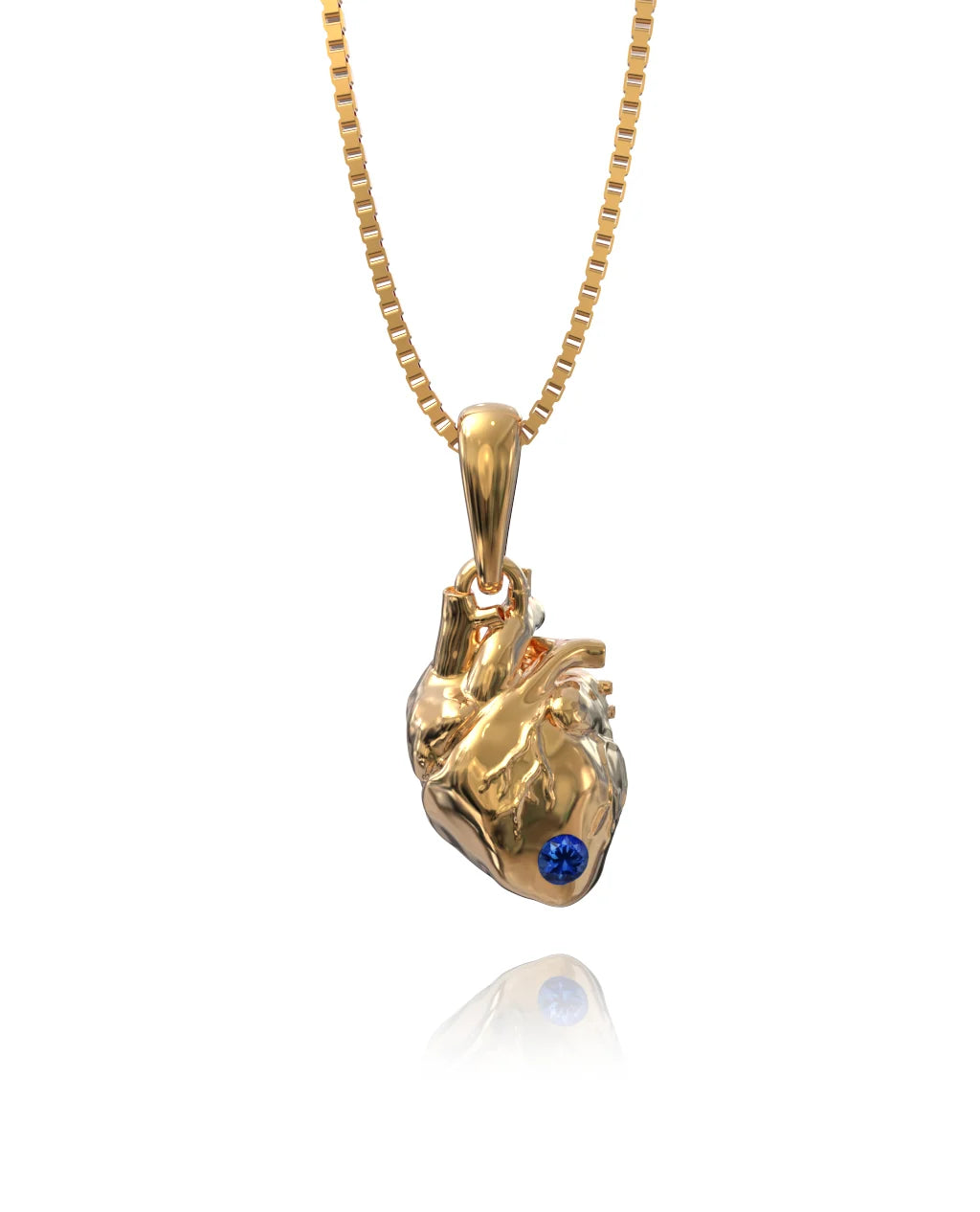 Heart Necklace – Sapphire in yellow gold-plated silver or 18k gold