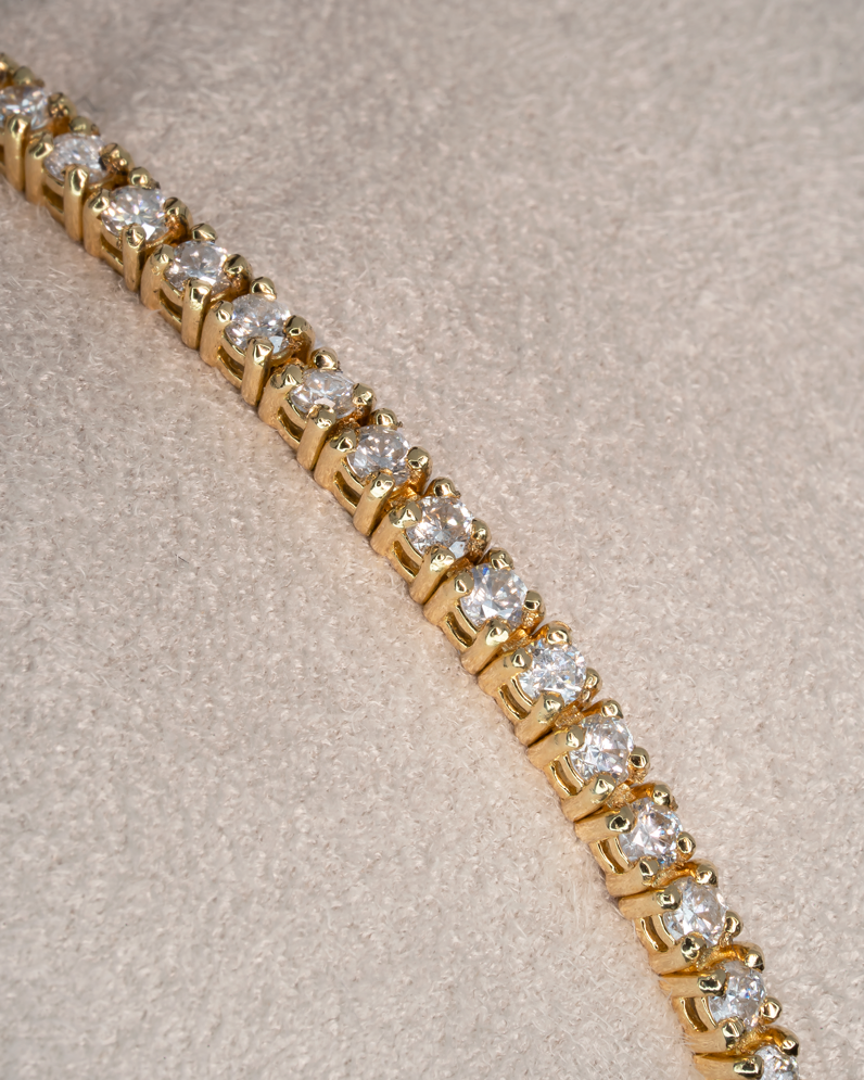 18k Gold Diamond Tennis Bracelet 2mm 3pts – close-up detail