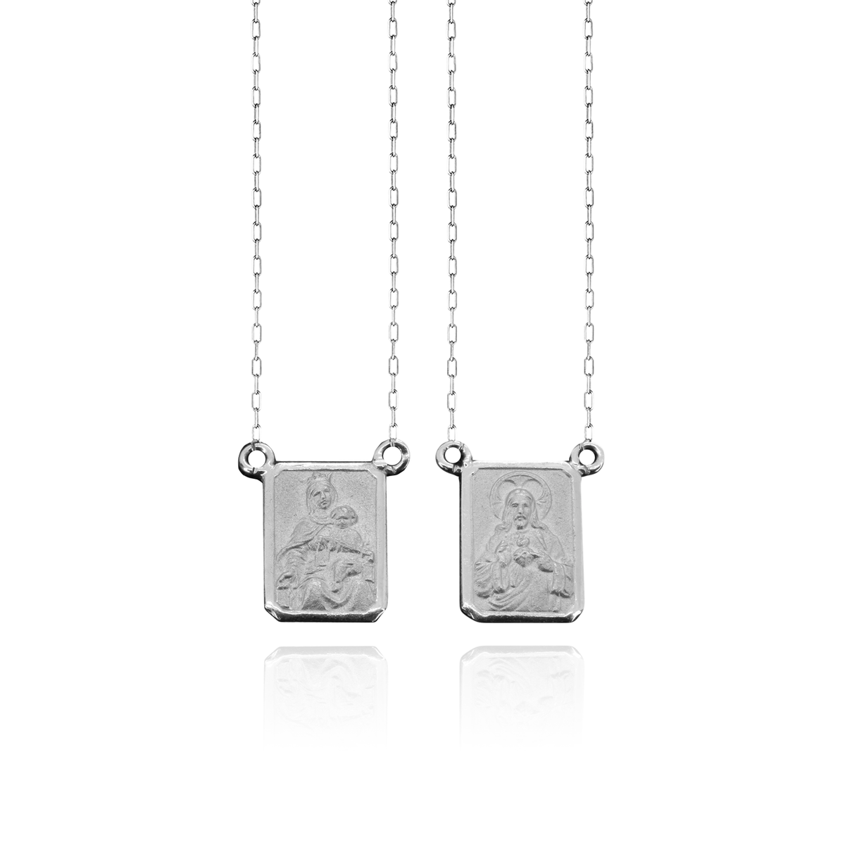 Traditional Scapular Necklace – White Gold