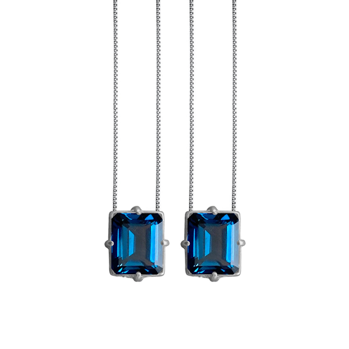Double Scapular Necklace – London Blue in a white finish (sterling silver or 18k white gold)