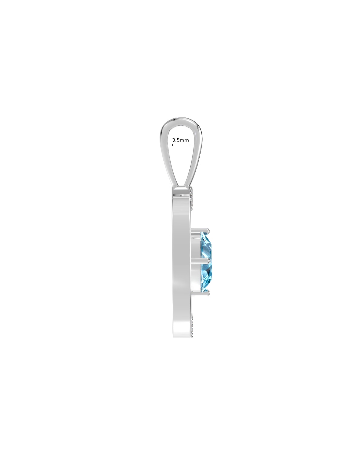 Arc Pendant – Sky Blue Topaz + Diamonds – side view