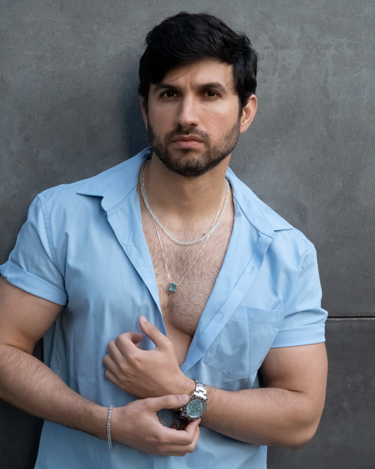 Triton Necklace – Aquamarine – worn by a model