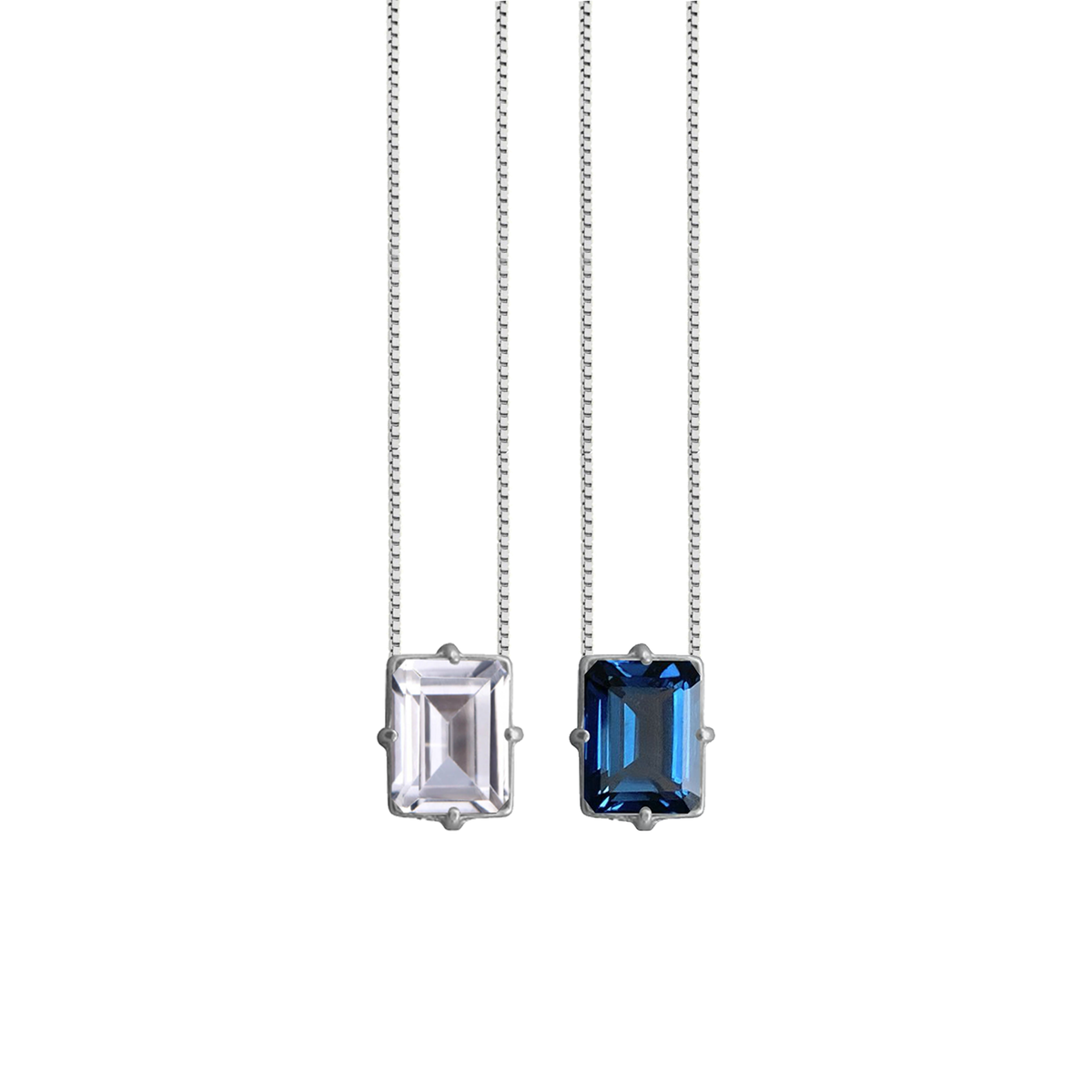 Double Scapular Necklace – White & Blue (Navy) in 925 sterling silver or white rhodium-plated silver