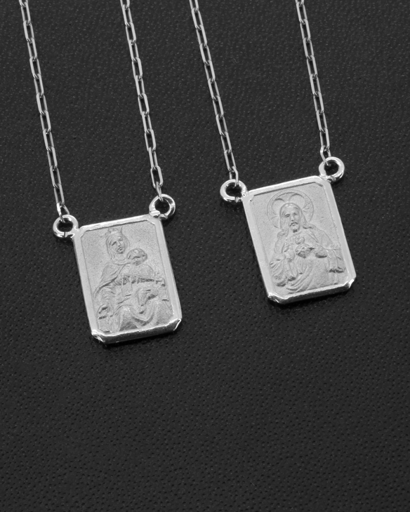 Traditional Scapular Necklace – White Gold – view 2