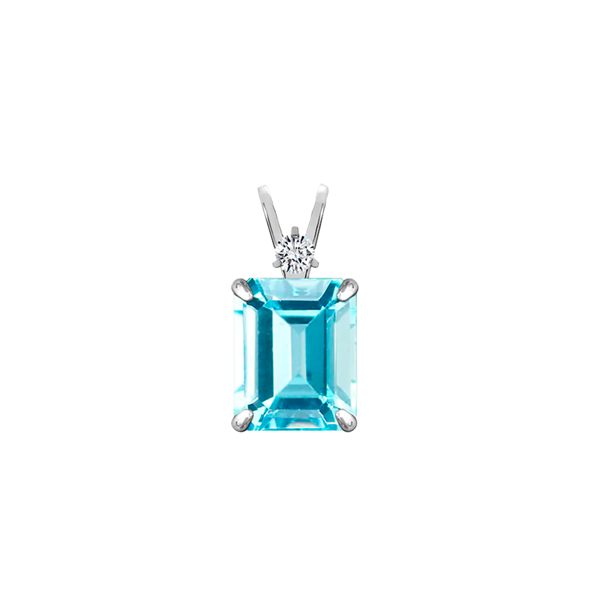 Sky Blue Topaz + Diamond Pendant in a white finish (sterling silver or 18k white gold)
