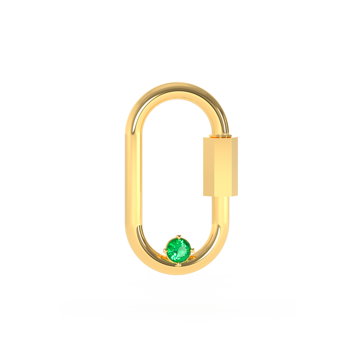 Carabiner Pendant – Emerald in yellow gold-plated silver or 18k gold